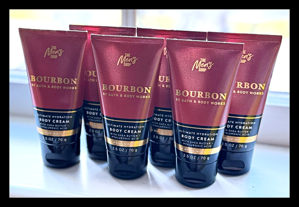 Bath & Body Works Bourbon MEN 2.5oz Ultimate Hydration Body Cream with Aloe x6